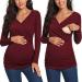 Love2Mi Maternity Nursing Shirt Short Sleeve V-Neck Breastfeeding T-Shirt Pregnancy S Weinred