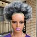 mybobwig Ombre Grey Big Afro Puff Drawstring Ponytail Extensions for Black Women 4b 4c Afro Kinky Curly Hair Bun Ponytail Wigs(T1B/GREY)