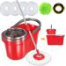 HAPINNEX Spin Mop and Bucket with Wringer Set - for Home Kitchen Floor Cleaning - Wet/Dry Usage on Hardwood & Tile - Upgraded Self-Balanced Easy Press System with 2 Washable Microfiber Mops Heads Spin Mop Bucket Set