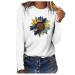 tsaChick Women's Oversized Sweatshirt Clearance Autumn Winter Slim Sunflower Long Sleeve Shirt S-XXL Custom Hoodie Female Crew Neck Knit Overall Women's Hoodies WYF45 White 104 S