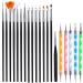 Black Nail Art Brushes Set Teenitor 15pcs Nail Painting Brushes Pen with 5pcs Dotting Tool Nail Design Brushes Nail Painting Kit with 2-Way Dotting Pen for Gel Nails Professional Nail Pen Designer