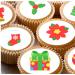 24 edible PRE CUT mixed Christmas kids childrens party decoration cupcake toppers on wafer rice paper