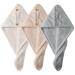 Hair Towel Wrap 3Pcs Soft Absorbent Hair Towel Hat 9.5x25 Inch Quick Dry Hair Turban Towel with Cute Bear Shaped Button Hair Hair Towel Wraps