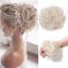 TESS hair tie with hair VOLUMINOUS Messy Bun hairpiece bun 45g hairpiece with elastic band for women girls (white blonde)