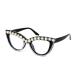 FEISEDY Diamond Blue Light Blocking Glasses Cat Eye Rhinestone Women Oversized Anti Eyestrain Computer Glasses Frame B2358 Flower Diamond 51 Millimeters