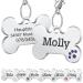 Nibana 2 Pack Personalized Pet ID Tags Dog Name Tags Engraved on Both Sides 4 Lines of Custom Text Paw Print Bone Pet Tag for Dogs Cats (Purple)