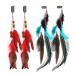 MWOOT 4Pcs Clip In Feather Hair Extensions Peacock Feathers Extension for Women Halloween Costume Carnival Cosplay Party Headdress Handmade Bohemian Hippie Hair Clip Red Feather Clips