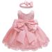 LZH Baby Girls Lace Dress Bowknot Flower Dresses Wedding Pageant Baptism Christening Tutu Gown 0-24 Months 4-5 Years Baby Pink 1