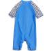 BONVERANO Baby Boys Swimsuit | Toddler Bathing Suit UPF 50+ Sun Protection | Short-Sleeve Zipper One Piece Swimwear | 2-3 Years Blue Pocket - Buy Online on GoSupps.com