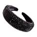 SP Sophia Collection Women's Sparkling Crystal Padded Rhinestone Wide Bejeweled Hair Headband Party Hairband Hair Accessories in Black