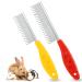 2 Pieces Pet Hair Buster Comb Small Pet Grooming Comb Stainless Steel Long and Short Teeth Comb for Small Animals Rabbits Hamsters Guinea Pigs, Red and Yellow