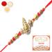 Ghasitaram Gifts Rakhi for Brother Rakhis Online- The Incarnation of Lord Vishnu bestowing his Blessings Rakhi with 200 GMS of Kaju katli