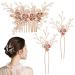 Mikinona 1 Set Leaf Pearl Hairpin Hairstyles Gold Hair Clips Hair Accessories for Women Wedding Hair Side Comb Pearl Hair Clips Hair Combs for Styling Accessory Hair Combs for Women Metal