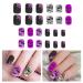 Halloween False Nails Purple Halloween Short Square Press on Nails with Glue Stickers Ghost Bat Spider Web Full Cover Acrylic False Nails Halloween Cosplay False Nails for Women Girls A9ZSDFMJ