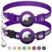 Airtag cat neck band with bell reflective kitten neck band with Apple Airtag cat neck band holder adjustable 17.8-30.5 cm safety buckle for girls boys cats violet