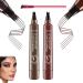 Suake Eyebrow Contouring Pen ChordBeaux 4 Tipped Precision Brow Pen Waterproof Sweat-proof and Non-smudging Four-pronged Eyebrow Pencil (Dark brow & Red brown)