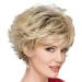 Beimer Short Pixie Cut Wigs Natural Blonde Short Curly Pixie Wig with Bangs Charming Layered Synthetic Short Hair Wigs for White Women