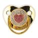 Baby pacifier heart shape shiny rhinestones baby pacifier soft light baby pacifier for babies newborn girls (gold)