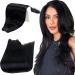 RUNATURE Wefts Real Hair Black 40cm 100g Hair Extension Real Hair Wefts Black Straight Real Hair Real Hair Wefts For Sewing In Black Extensions Color #1 40CM 2-Wefts#1