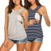 UNibelle Women's Maternity Nursing Top Breastfeeding Tank Top Tee Shirt Double Layer Sleeveless Pregnancy Shirt S-XXL XXL 2pcs_gray+navy Blue Stripes