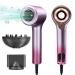 Ionic Hair Dryer with Diffuser for Curly Hair 1500W Professional Negative Ions Blow Dryer with Concentrator 110 000RPM Brushless Motor Hairdryer for Fast Drying as Salon Light and Quiet Gradient Pink