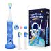 Kids Sonic Rechargeable Electric Toothbrush: Interactive Smart LED Light Toddler Silicone Tooth Brush with 3 Cleaning Modes 2 Minute Timer IPX7 Waterproof 2 Soft Bristles Heads for Boys Girls Ages 3+ 1 - Blue