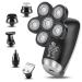 Electric Razor Head Shaver Men: - USB Rechargeable Rotary Bald Head Shaver, 6 in 1 Multifonction Cordless Waterproof Hair Clipper Beard Nose Ear Face Trimmer, Shaving Grooming Kit Black Black-silver