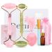 Deciniee Jade Roller for Face,Gua Sha Massage Tool,Rose Quartz Jade Roller and Gua Sha 6 in 1 Face Massager Women Gift Set,Anti-Aging Authentic Facial Beauty Roller-Rejuvenate Skin and Remove Wrinkles