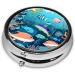 Submarine Dolphins Round Pill Box | 3 Compartment Portable Organizer for Travel & Everyday Use - Buy Online on GoSupps.com