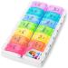 BoxSik tablet box 7 days 2 compartments small pill box in the morning in the evening 14 compartments removable weekly medication doser pills box rainbow color 14 commkartments