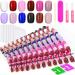 12 Solid Color Glossy Short Square False Press On Nails Pack 1 288PCS Acrylic Squoval Nail Tip Kit with Stickers Tabs Prep Pads Nail File and Cuticle Stick 05-12SJZJP Pack 5