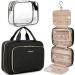 BAGSMART Toiletry Bag Hanging Travel Makeup Organizer with TSA Approved Transparent Cosmetic Bag Makeup Bag for Full Sized Toiletries, Large-Black Black Large