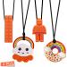 Sensory Chew Necklace for Autism Teething Anxiety Biting Needs Sore Gums Pain Relief ADHD Silicone Chewy Teether Oral Motor Chewing Pendant Toys with Adjustable Buckle for Kids Boys Orange-1