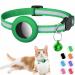 Airtag cat neck band integrated cat collar Airtag with Airtag holder and bell reflective cat collar with a stoppable safety buckle for kitten puppies green
