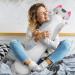 Mewaii 28in Long Cat Plush Pillow - Cute Grey Kitty Stuffed Animal for Kids | Soft Huggable Squishy Toy 28inch/70cm - Buy Online on GoSupps.com