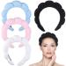 Spa Headbands for Women 4 Pack Sponge Makeup Hairband Terry Towel Cloth Fabric Head Band Skincare Headbands for Skincare Face Washing Makeup Removal Shower Hair Accessories(Pink Blue White Black)