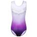 BAOHULU Leotards for Girls Gymnastics Gradient Shiny Diamond Dance Outfit One Piece 9-10 Years White Purple