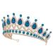 Vofler Gold Tiara with Teal Blue Crystal - Royal Queen Rhinestone Headpiece for Women and Girls | Perfect for Weddings, Prom, Pageants, and Parties - Buy Online on GoSupps.com