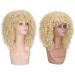 Lady Miranda Blonde Afro Kinky Curly Wig with Bangs | Medium Length Heat Resistant Synthetic Hair Wig for Women | Curly Blonde Wig 0-613 - Buy Online on GoSupps.com