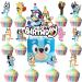 13PCS Blue Dog Cake Cupcake Topper Decorations Cartoon Dog Happy Birthday Party Supplies Kids's Birthday Cake Party Decorations Supplies for Boys Girls' Theme Parties