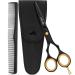 Cigati Hairdressing Scissors with Comb | 6.5 Inch Hair Scissors Stainless Steel Razor Edge Blades | Barber Scissors Professional Salons Hair Cutting Shears for Men Women & Children (Black 6.5 inch) 6.5 inch Black Scissor With Comb