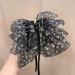 Smbcgdm Cute Hair Clip Ribbon Non-slip Ponytail Claw with Elegant Sweet Floral Print Large Bowknot Decor Girl Crabs Black - Buy Online on GoSupps.com