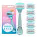 Dorco EVE 6 Razors for Women for Extra Close Shaving  (1 Razor Handle  6 Pcs Razor Blade Refills)  Double 3 Curved Blades with Bend-in-the-middle Razor Head  Womens Razors for Shaving  Interchangeable Cartridge for Sensi...