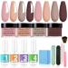 Dip Powder Nail Kit for 4 Colors Nude Pink Brown Dip Powder Starter Kit Acrylic Dipping System 4 PCS Dipping Powder 4 PCS 15ml Liquid Nail Kit Acrylic Set (Dip-4x15ml-8pcs-01)