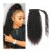 Ponytail Extension Human Hair Ponytail Extensions Kinky Curly Wrap Around Ponytail Natural Color Brazilian Remy Hair Clip In Curly Ponytail Hairpiece for Black Women Ponytail Hair Extension(Size:12inc 12inches 100g Kinky Straight