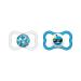 MAM Air Silicon pacifier in a set of 2 extra light and airy shield design tooth-friendly baby pacifier made of special MAM Skinsoft silicone with pacifier box 6-16 months blue blue / smiley 6-16 / silicone / day