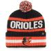 '47 Baltimore Orioles Mens Womens Bering Cuff Knit Stretch Fit Black Team Color Logo Beanie