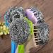 UTENEW Stainless Steel Wool Scourer Sponges Scrubbers Scouring Pads with Handle 2 Pack for Kitchen Bathroom - Buy Online on GoSupps.com