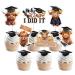 JOYMEMO 24 Pcs Highland Cow Graduation Cupcake Toppers - Brown Holy Cow I Graduated Decorations Double Sided Farm Animal Cow Themed Graduation Cake Decor for Class of 2024 Congrats Grad Party