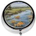 Fishing Lake Fishermen Mini Round Pill Box | 3 Compartment Portable Pill Organizer for Travel Home & Office - Buy Online on GoSupps.com